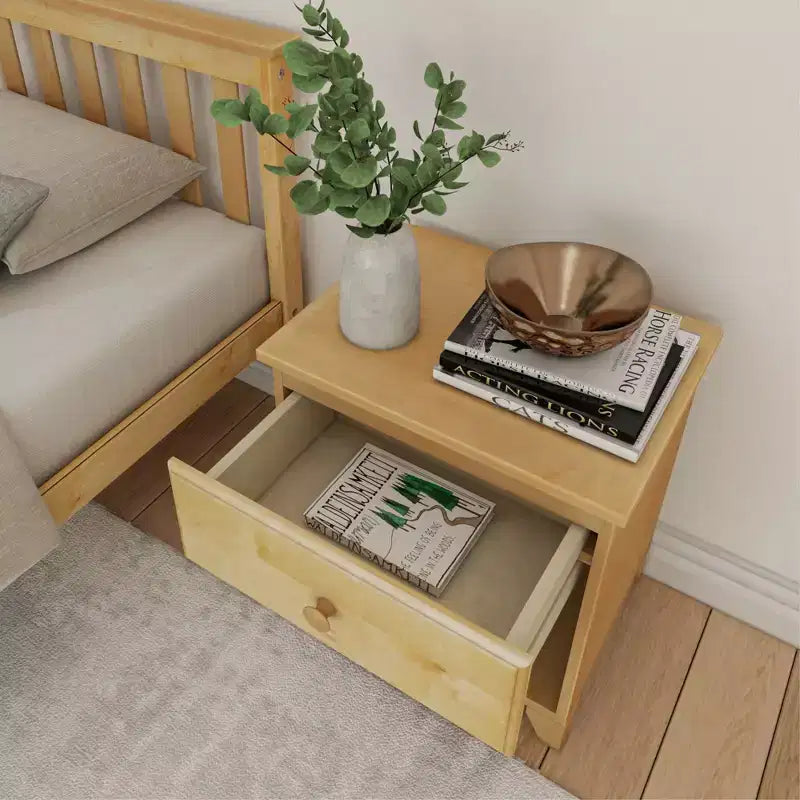 Plank+Beam Solid Wood Nightstand with 1 Drawer for Bedroom