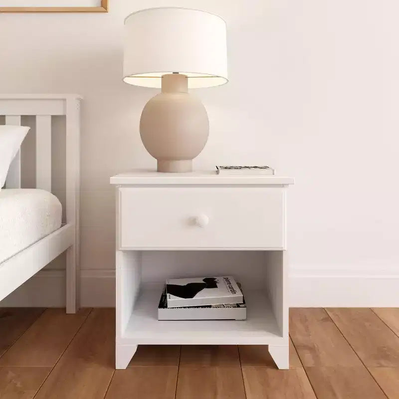 Plank+Beam Solid Wood Nightstand with 1 Drawer for Bedroom