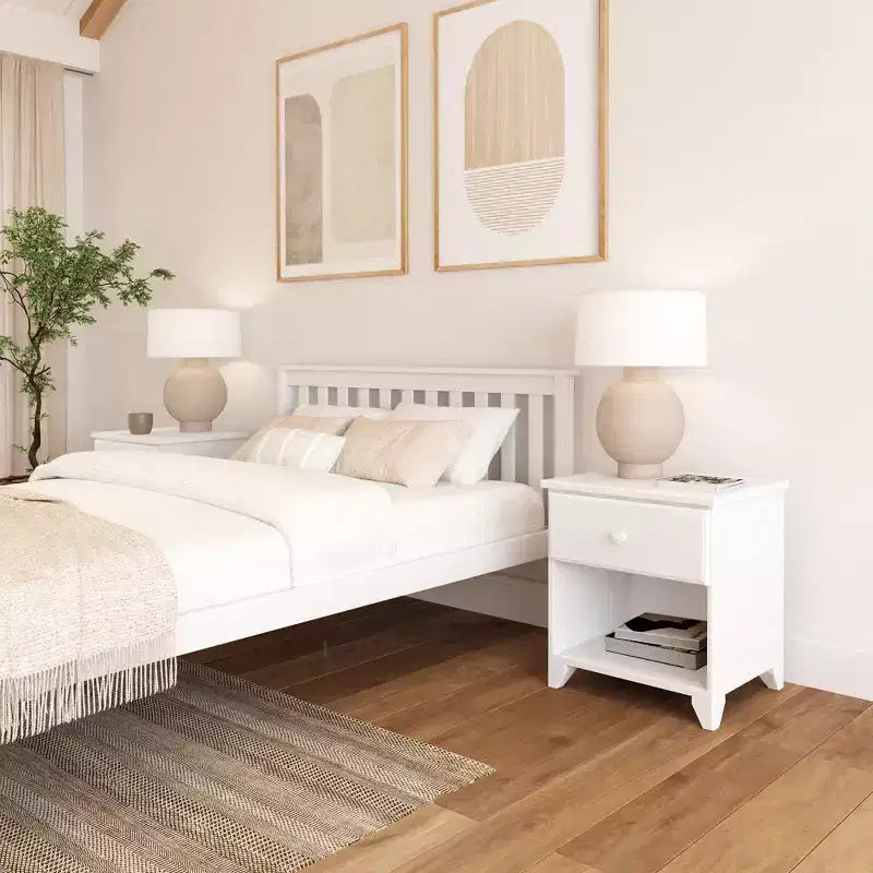 Plank+Beam Solid Wood Nightstand with 1 Drawer for Bedroom
