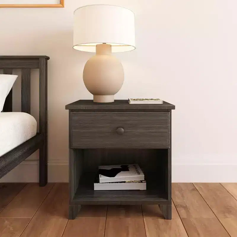 Plank+Beam Solid Wood Nightstand with 1 Drawer for Bedroom