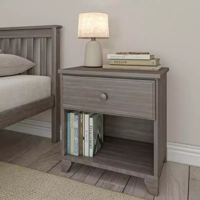 Plank+Beam Solid Wood Nightstand with 1 Drawer for Bedroom