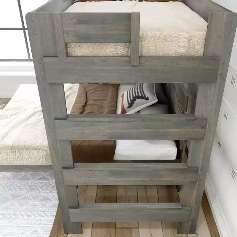 Plank+Beam Solid Wood Farmhouse Twin over Full L-Shaped Bunk Bed Bed with Desk