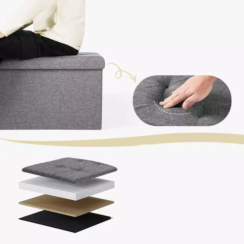 JIONJOY Pouf rectangulaire capitonné standard large de 43 po avec rangement | Gris