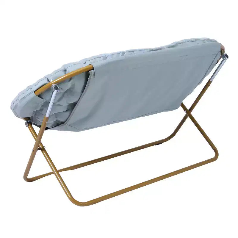 Flash Furniture Eleanor Portable Folding Upholstered Double Saucer Chair with a Steel Frame for Dorm, Living Room, or Bedroom