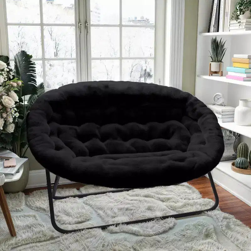 Flash Furniture Eleanor Portable Folding Upholstered Double Saucer Chair with a Steel Frame for Dorm, Living Room, or Bedroom