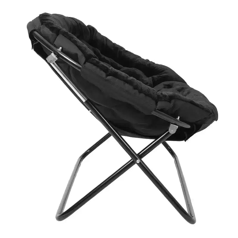 Flash Furniture Eleanor Portable Folding Upholstered Double Saucer Chair with a Steel Frame for Dorm, Living Room, or Bedroom