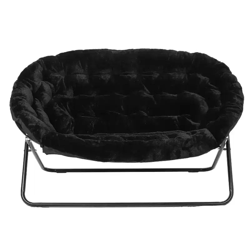 Flash Furniture Eleanor Portable Folding Upholstered Double Saucer Chair with a Steel Frame for Dorm, Living Room, or Bedroom