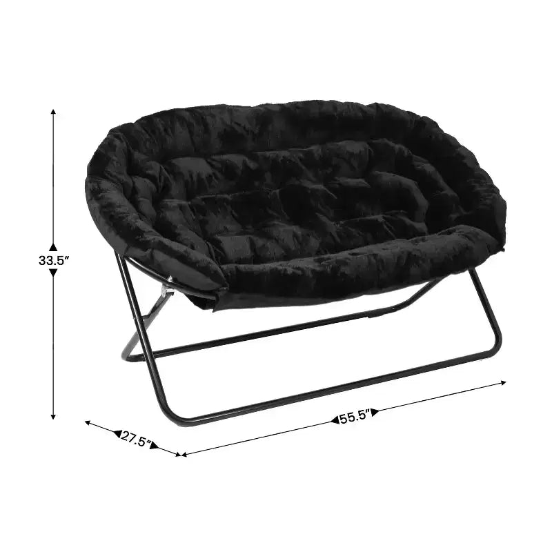 Flash Furniture Eleanor Portable Folding Upholstered Double Saucer Chair with a Steel Frame for Dorm, Living Room, or Bedroom