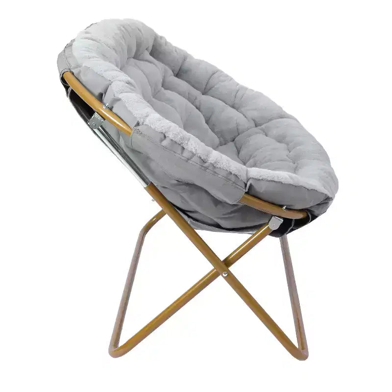 Flash Furniture Eleanor Portable Folding Upholstered Double Saucer Chair with a Steel Frame for Dorm, Living Room, or Bedroom