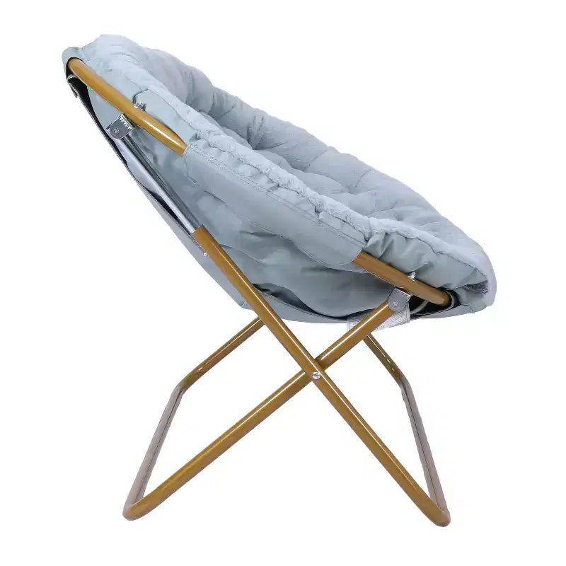 Flash Furniture Eleanor Portable Folding Upholstered Double Saucer Chair with a Steel Frame for Dorm, Living Room, or Bedroom