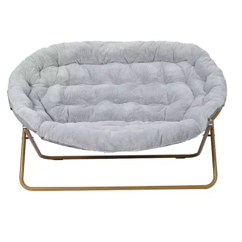 Flash Furniture Eleanor Portable Folding Upholstered Double Saucer Chair with a Steel Frame for Dorm, Living Room, or Bedroom