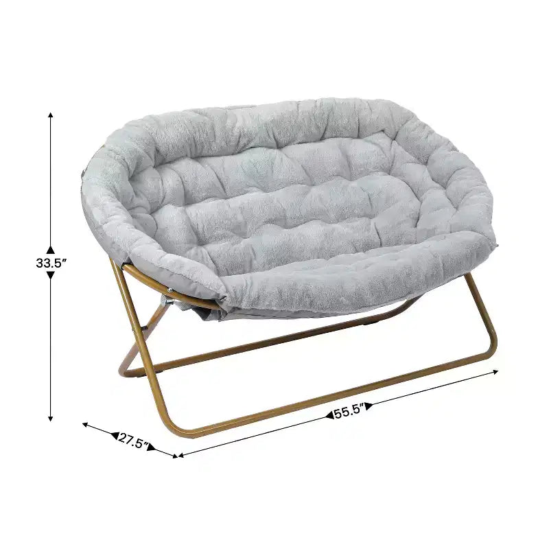 Flash Furniture Eleanor Portable Folding Upholstered Double Saucer Chair with a Steel Frame for Dorm, Living Room, or Bedroom