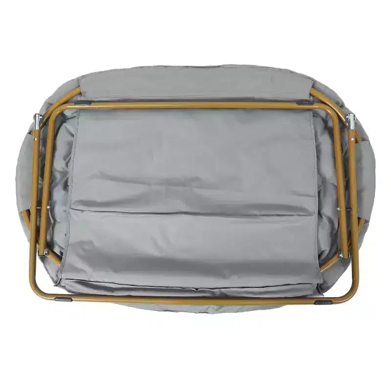 Flash Furniture Eleanor Portable Folding Upholstered Double Saucer Chair with a Steel Frame for Dorm, Living Room, or Bedroom