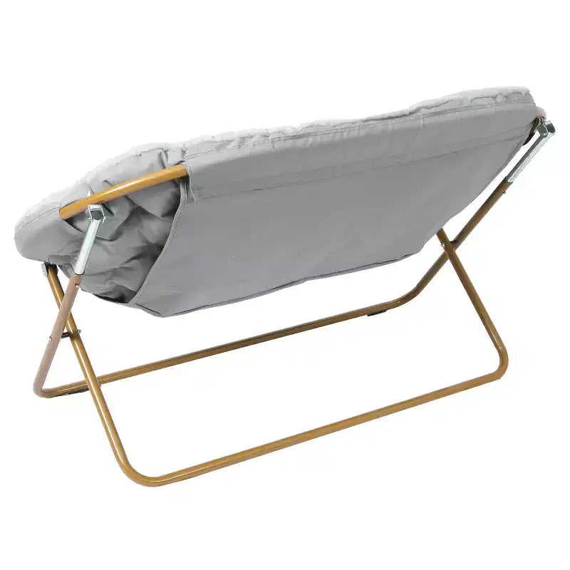 Flash Furniture Eleanor Portable Folding Upholstered Double Saucer Chair with a Steel Frame for Dorm, Living Room, or Bedroom