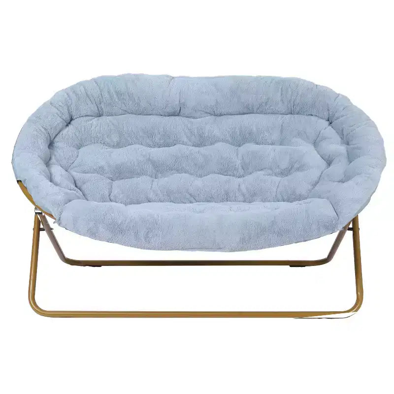 Flash Furniture Eleanor Portable Folding Upholstered Double Saucer Chair with a Steel Frame for Dorm, Living Room, or Bedroom
