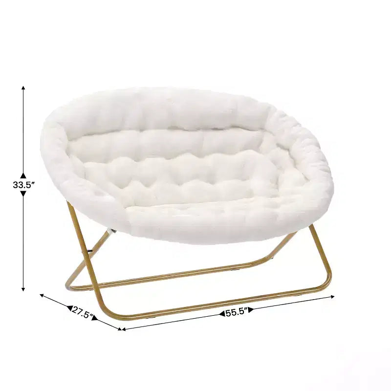 Flash Furniture Eleanor Portable Folding Upholstered Double Saucer Chair with a Steel Frame for Dorm, Living Room, or Bedroom