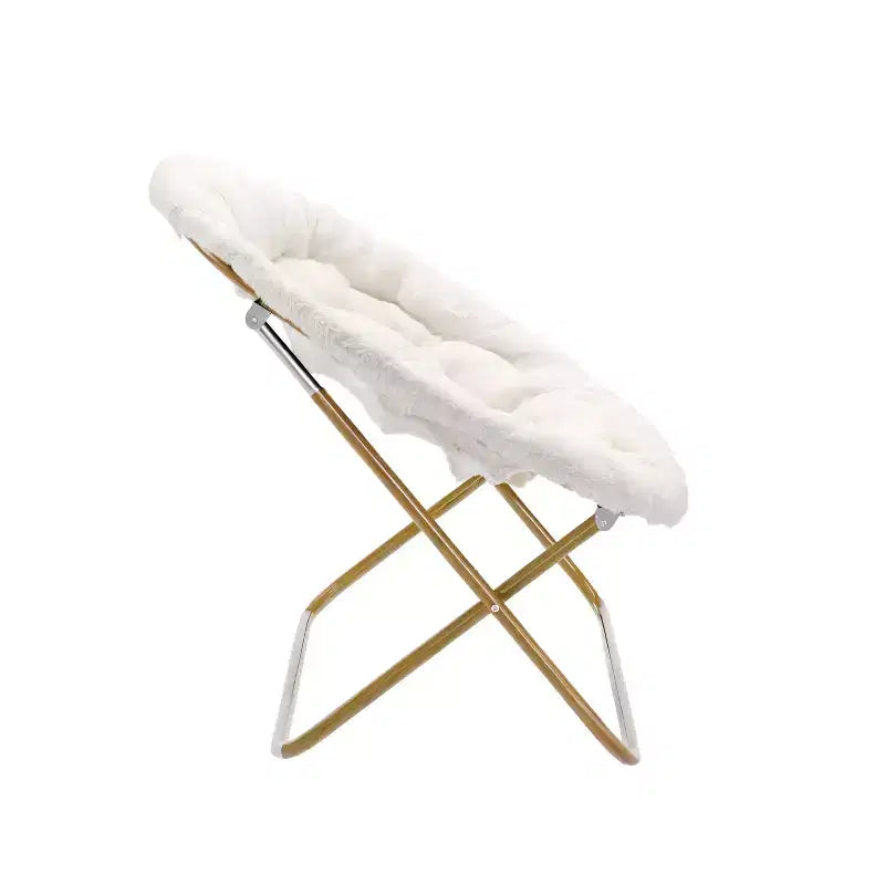 Flash Furniture Eleanor Portable Folding Upholstered Double Saucer Chair with a Steel Frame for Dorm, Living Room, or Bedroom
