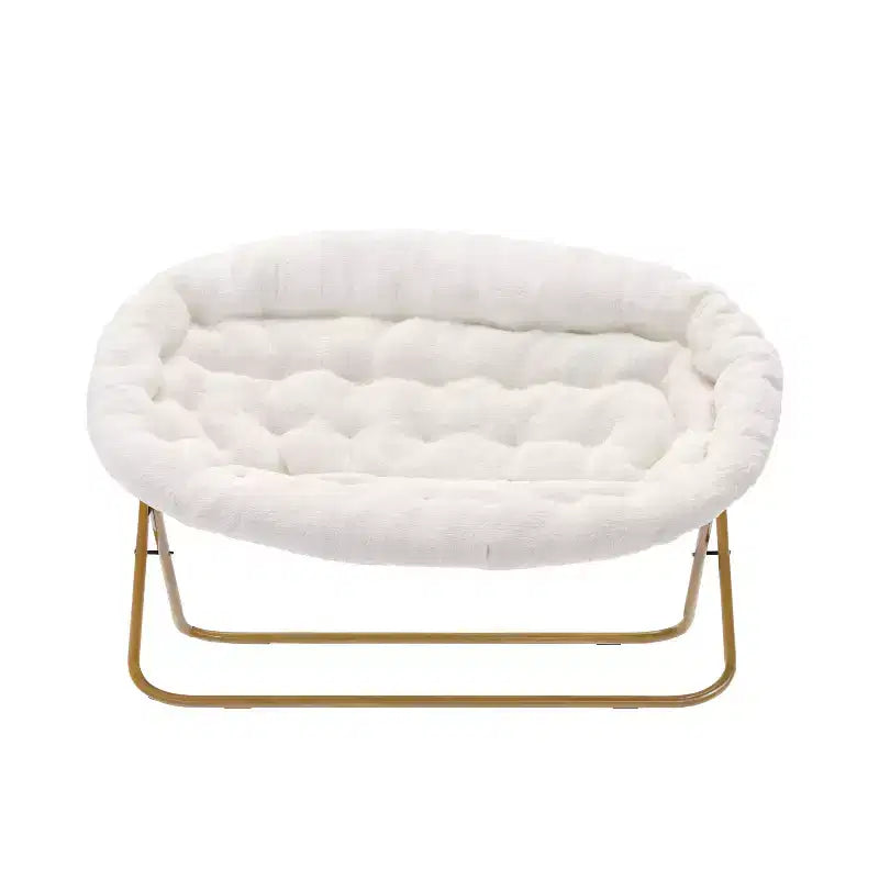 Flash Furniture Eleanor Portable Folding Upholstered Double Saucer Chair with a Steel Frame for Dorm, Living Room, or Bedroom