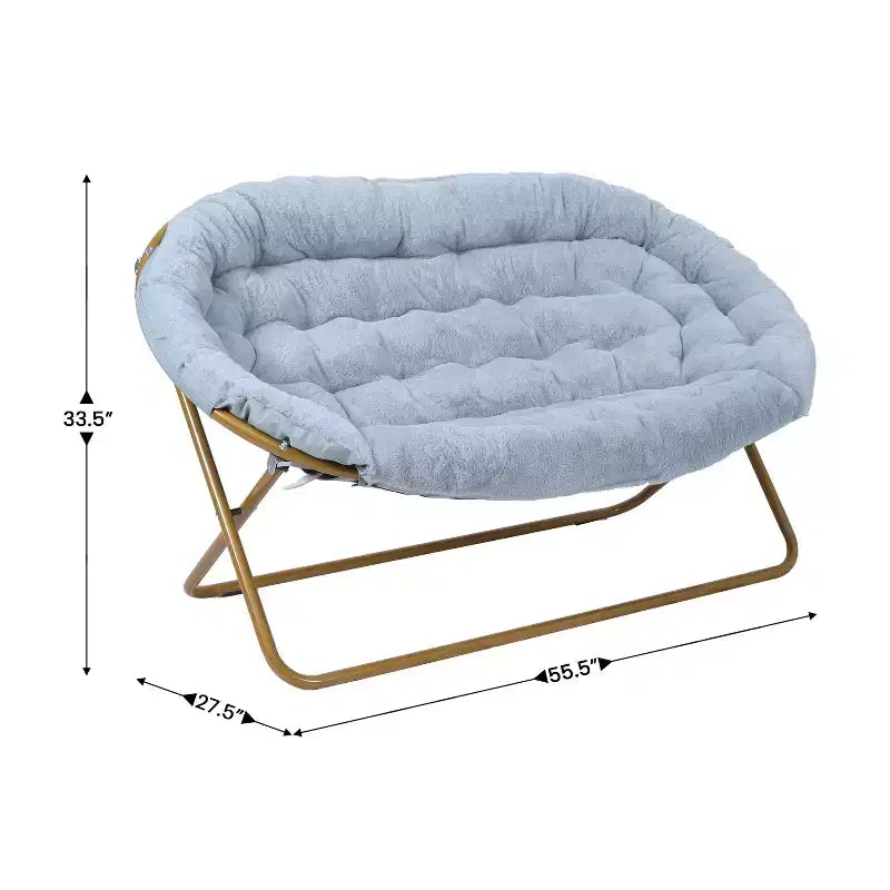 Flash Furniture Eleanor Portable Folding Upholstered Double Saucer Chair with a Steel Frame for Dorm, Living Room, or Bedroom