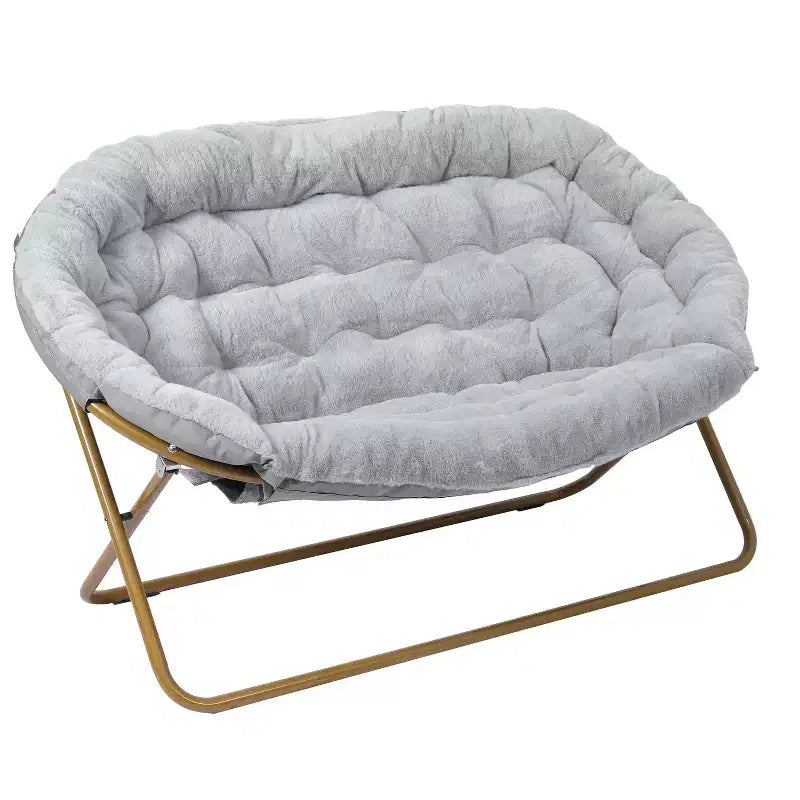 Flash Furniture Eleanor Portable Folding Upholstered Double Saucer Chair with a Steel Frame for Dorm, Living Room, or Bedroom