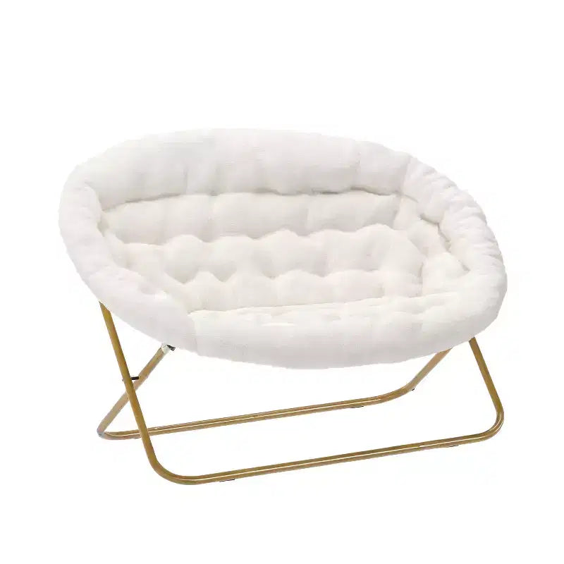 Flash Furniture Eleanor Portable Folding Upholstered Double Saucer Chair with a Steel Frame for Dorm, Living Room, or Bedroom