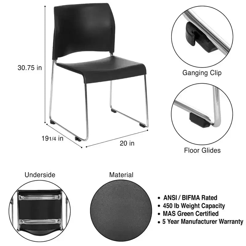 Hampden Furnishings 4pk Jody Collection Plastic Stack Chair