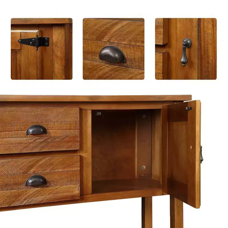 48 Inch Farmhouse Console Table, Entry Table with 2 Drawers and Cabinets, Solid Wood Sofa Table with Shelves