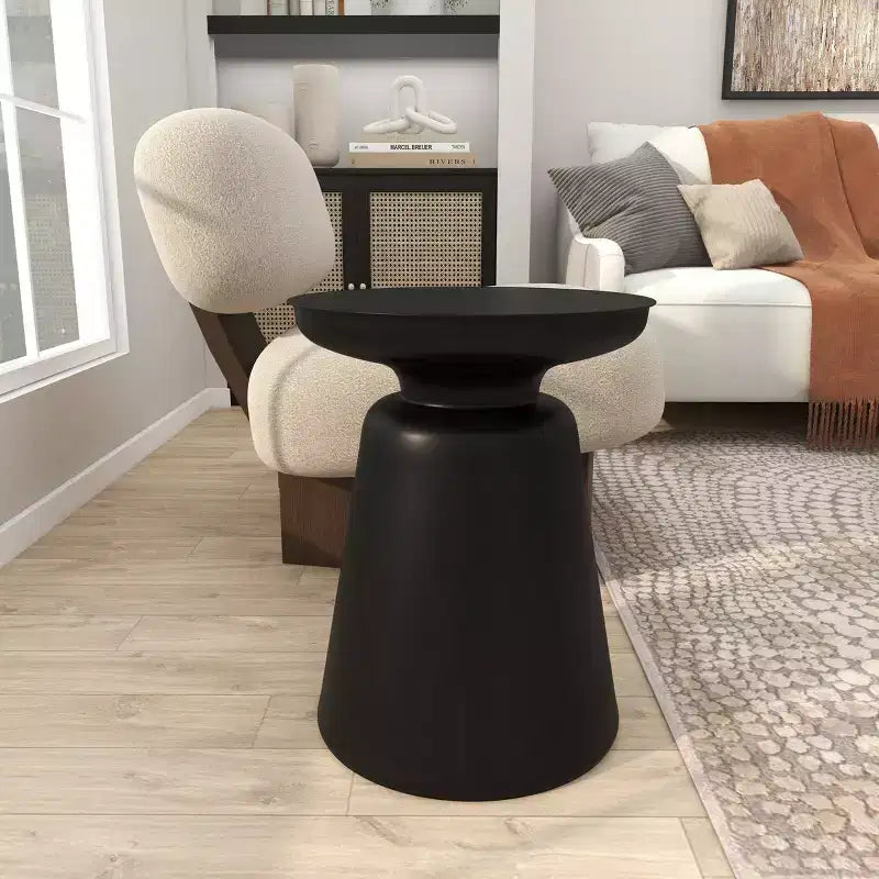 Olivia & May Metal Accent Table with Bell Shaped Base