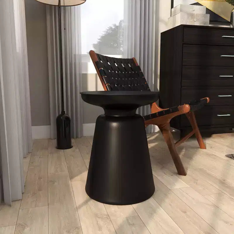 Olivia & May Metal Accent Table with Bell Shaped Base