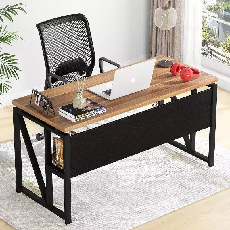 Bureau d'angle en L de 55 pouces avec armoire à tiroirs, bureau d'ordinateur de direction pour bureau à domicile
