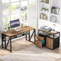 Bureau d'angle en L de 55 pouces avec armoire à tiroirs, bureau d'ordinateur de direction pour bureau à domicile