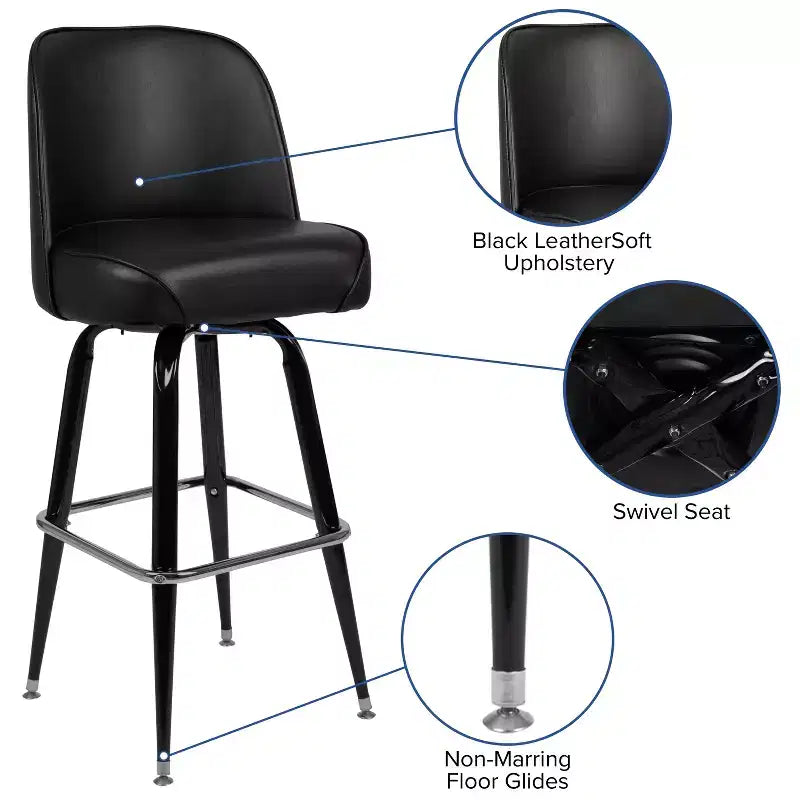 Emma and Oliver 2 Pack Metal Barstool with Swivel Bucket Seat