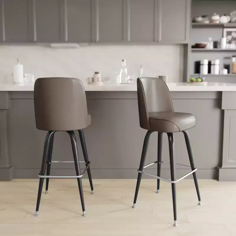 Emma and Oliver 2 Pack Metal Barstool with Swivel Bucket Seat