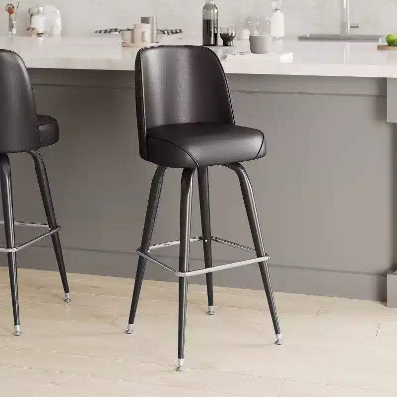 Emma and Oliver 2 Pack Metal Barstool with Swivel Bucket Seat