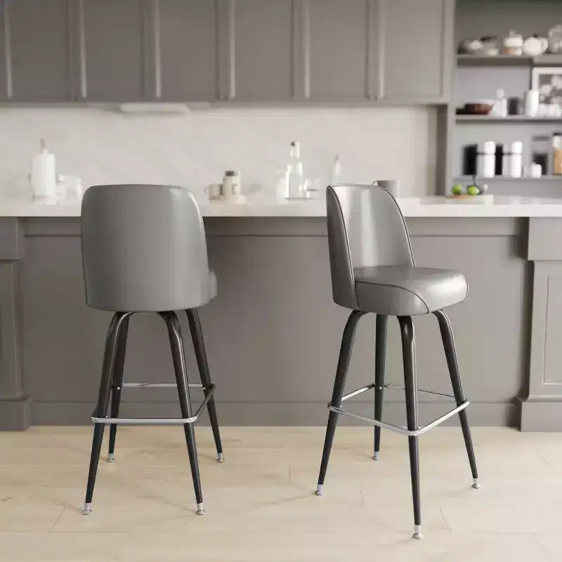 Emma and Oliver 2 Pack Metal Barstool with Swivel Bucket Seat
