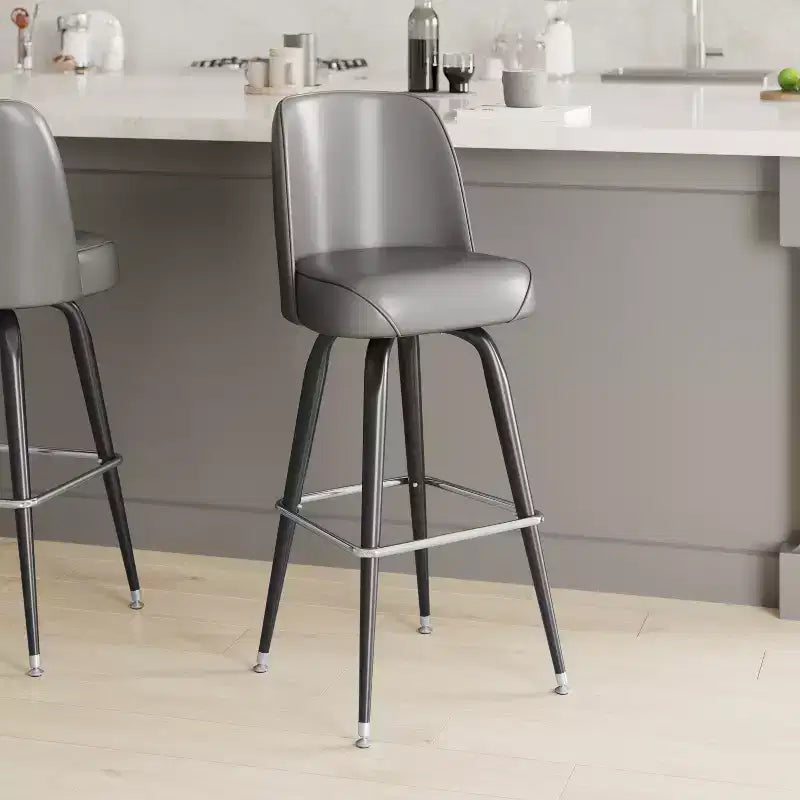 Emma and Oliver 2 Pack Metal Barstool with Swivel Bucket Seat