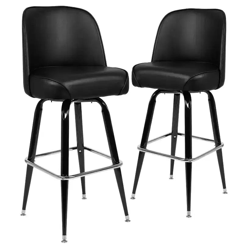 Emma and Oliver 2 Pack Metal Barstool with Swivel Bucket Seat
