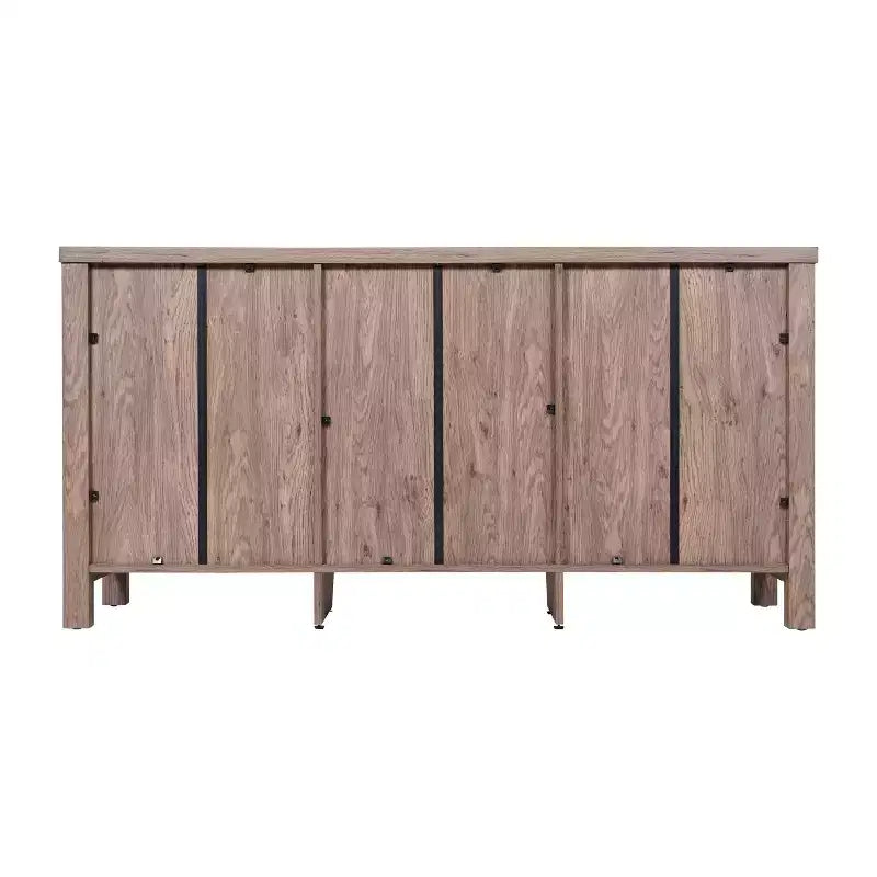 Flash Furniture Dion Modern Kitchen and Dining Room Buffet Sideboard Storage Cabinet, Engineered Wood with 2 Tempered Glass Doors, 2 Drawers, Open Shelf