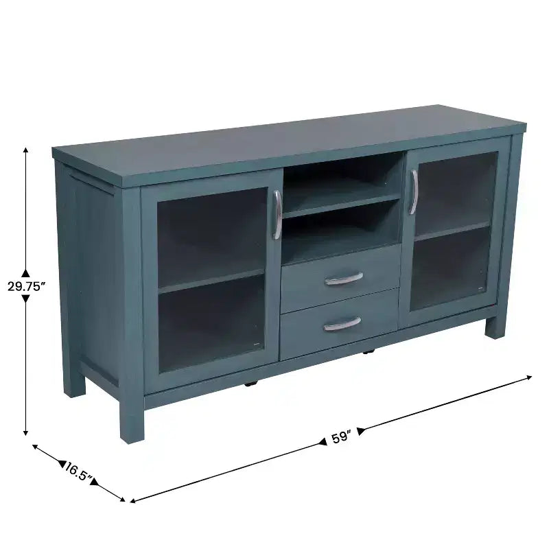 Flash Furniture Dion Modern Kitchen and Dining Room Buffet Sideboard Storage Cabinet, Engineered Wood with 2 Tempered Glass Doors, 2 Drawers, Open Shelf