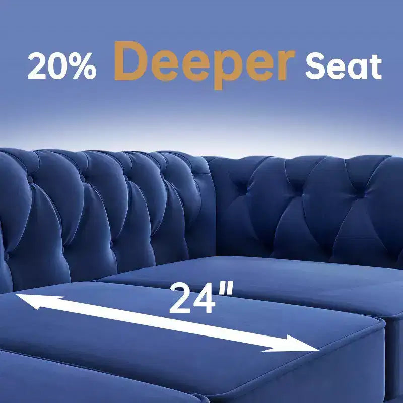 60 in. Velvet Blue Couches 2-Seater Loveseat for Living Room Furniture Sets-Morden Fort