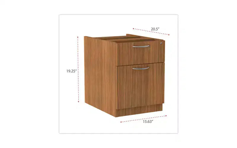 Alera Alera Valencia Series Hanging Pedestal File, Left/Right, 2-Drawer: Box/File, Legal/Letter, Modern Walnut,15.63 x 20.5 x 19.25