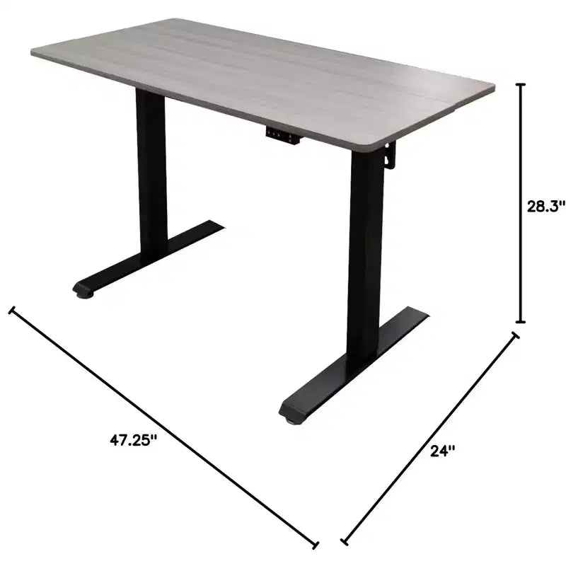 Stand Up Desk Store Programmable Electric Two-Tier Compact Standing Desk (White Frame/Birch Desktop, 48 Wide)
