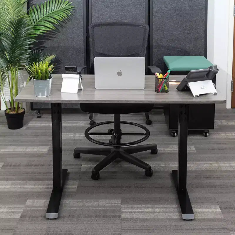 Stand Up Desk Store Programmable Electric Two-Tier Compact Standing Desk (White Frame/Birch Desktop, 48 Wide)