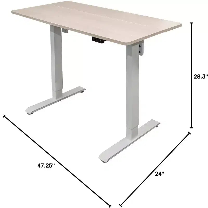 Stand Up Desk Store Programmable Electric Two-Tier Compact Standing Desk (White Frame/Birch Desktop, 48 Wide)