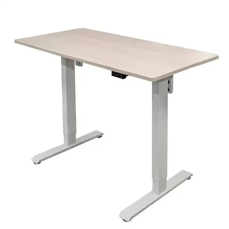Stand Up Desk Store Programmable Electric Two-Tier Compact Standing Desk (White Frame/Birch Desktop, 48 Wide)