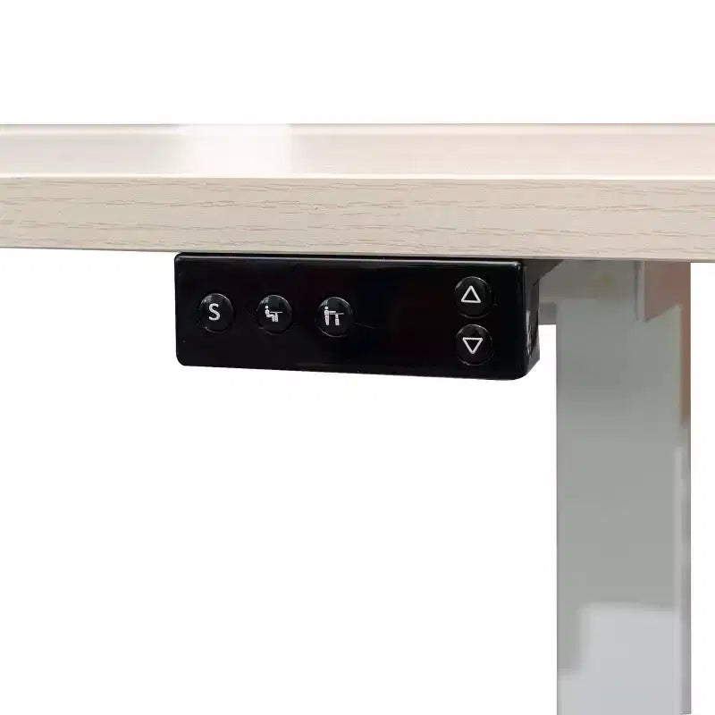 Stand Up Desk Store Programmable Electric Two-Tier Compact Standing Desk (White Frame/Birch Desktop, 48 Wide)