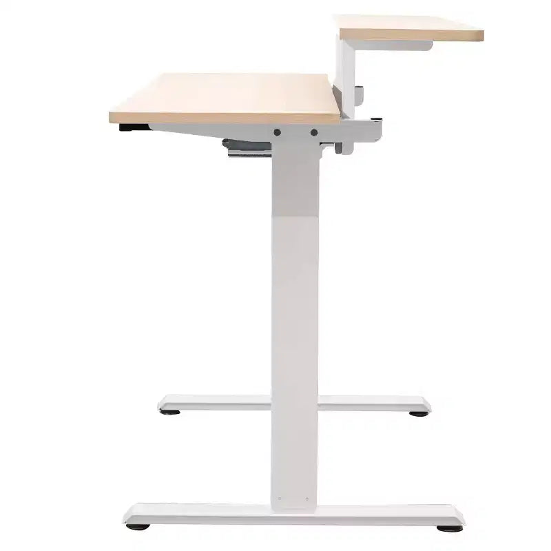Stand Up Desk Store Programmable Electric Two-Tier Compact Standing Desk (White Frame/Birch Desktop, 48 Wide)