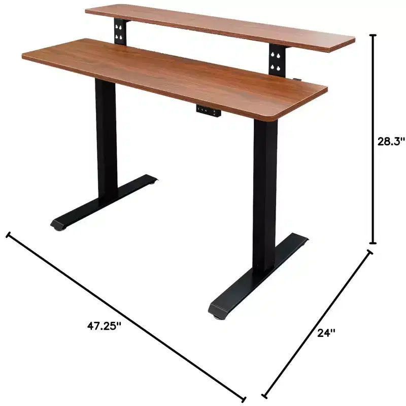 Stand Up Desk Store Programmable Electric Two-Tier Compact Standing Desk (White Frame/Birch Desktop, 48 Wide)