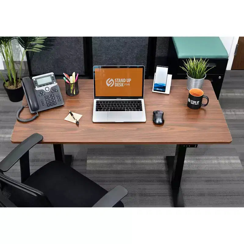 Stand Up Desk Store Programmable Electric Two-Tier Compact Standing Desk (White Frame/Birch Desktop, 48 Wide)