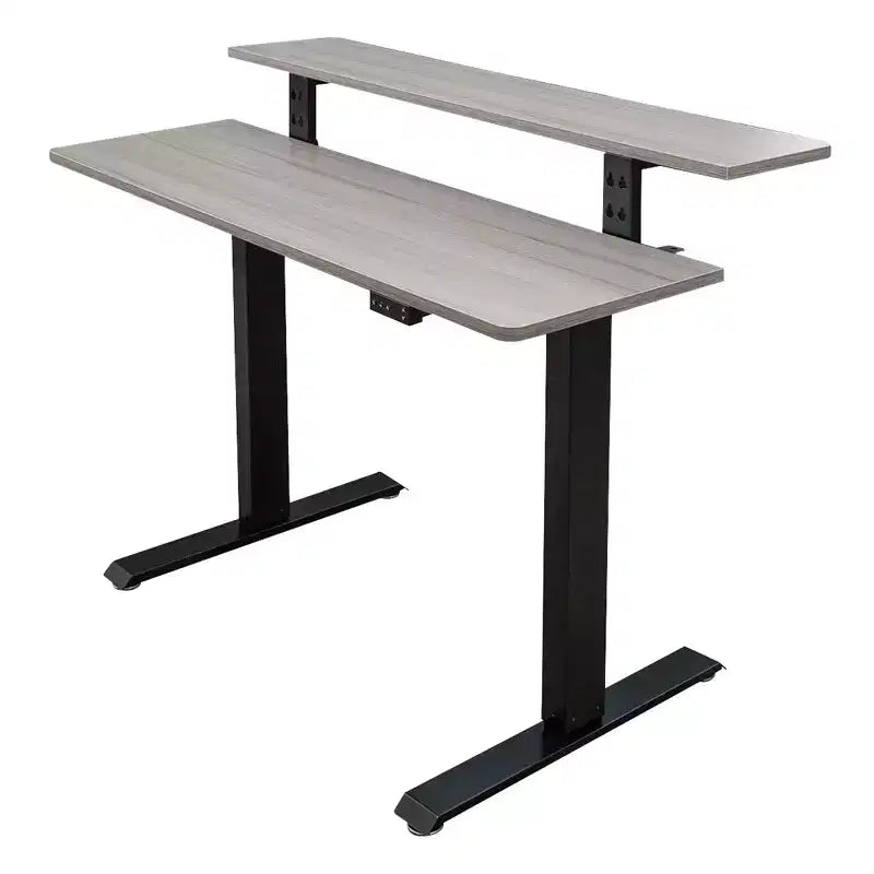 Stand Up Desk Store Programmable Electric Two-Tier Compact Standing Desk (White Frame/Birch Desktop, 48 Wide)
